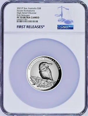 2021 First Incused Proof HIGH RELIEF 5oz Silver Kookaburra $8 Coin NGC PF70 FR • $499.99