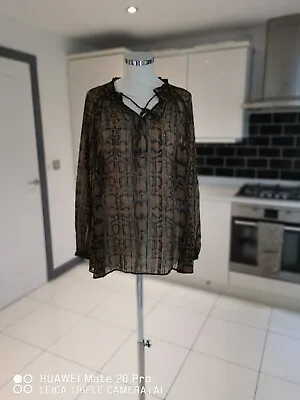 £6.99 • Buy Gorgeous M&S Collection Snakeskin Print Sheer Top Size 12 