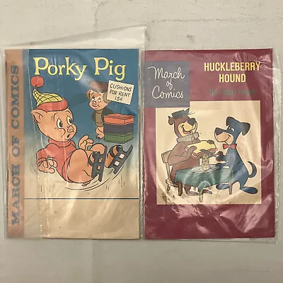 March Of Comics Lot Of 2 VTG 1960 1962 Porky Pig Huckleberry Hound Hanna Barbera • $19.99