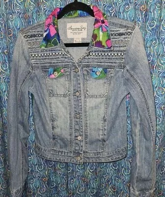 Vintage Hawaiian Patches American Rag Denim Jacket Custom Decorated Med • $60