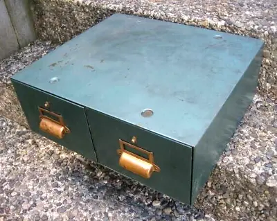 Vintage Steel 2 Drawer 5 X 8 Index Card File Cabinet Yawman & Erbe? • $45