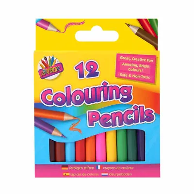 12 Half Sized Coloured Pencils - Bright Non Toxic Kids Colouring Small Childrens • £2.69