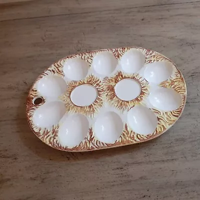 Vintage Deviled Egg Plate Straw Nest Wales Ceramic Tray Made In Japan • $19