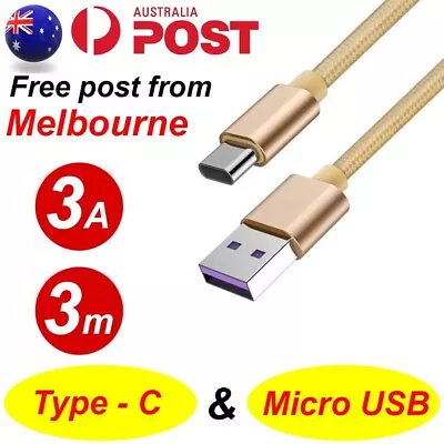 3M 3A Fast Charge Type C Micro USB Charging Mirco-USB Charger Cable Type-C Cord • $5.99