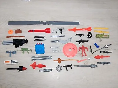 Lot Of Vintage 80's 90s Toys Action Figure Accessories Weapons Parts 42 Pieces • $10