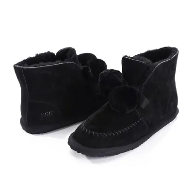 $39.99 • Buy Womens UGG Boots Girls Short Classic Ribbon Pompom Boots Sheepskin Wool Black