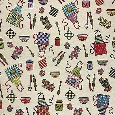 £14.50 • Buy Tapestry Fabric Kitchen Utensils Upholstery Furnishings Curtains 140cm Wide