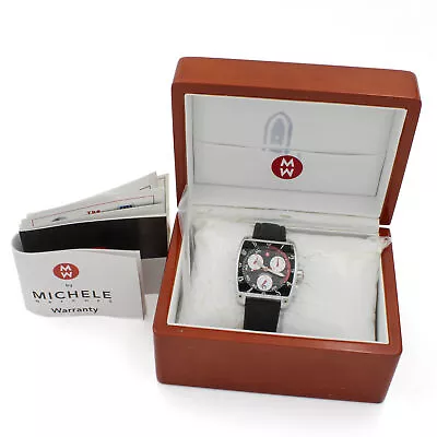 Michele Stainless Steel Leather Band Chrono Wristwatch With Box Papers #WB683-10 • $92