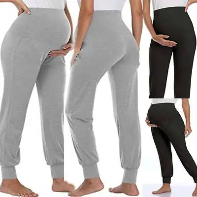 Maternity Women Sweat Pants Tracksuit Pregnancy Over Bump Yoga Joggers Trousers • £12.19