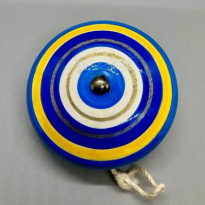 Mexican Wooden Classic Yoyo Handmade Mexican Toy Hand Crafted Blue & Yellow • $4.99