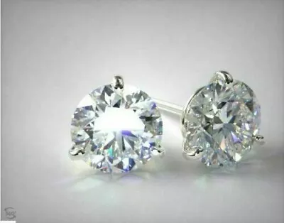 3Ct Lab Created Moissanite Solitaire Martini Stud Earrings 14K White Gold Plated • $98.69