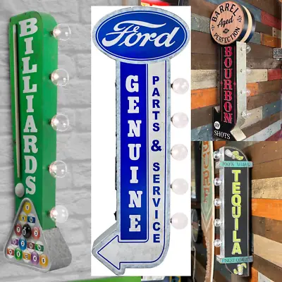 Vintage Advertising Marquee Sign With LED Lights Metal Wall Decor Garage Shop • $124.95