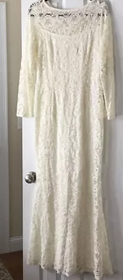 Marina Ivory Lace Long Dress Size 12 NWT • $64.99