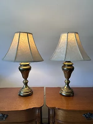Pair Of Vintage Brass Claw Feet Stiffel Lamps With Lamp Shades • $299.99