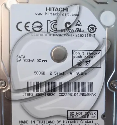 Genuine Hitachi Apple 2.5  500gb Sata MacBook Pro Mac Mini Laptop HDD • $20.43