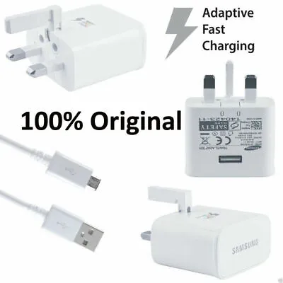 Genuine Samsung Fast Charger Plug & Micro Cable For Galaxy S7S6S5S4J1J3 Lot • £13.40