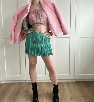 £2.99 • Buy ZARA BASIC Green Skirt With Fringe Size M