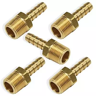 5pcs Brass Hose Barb Fittings 5/16 Inch Barb To 3/8 5/16  Barb To 3/8  Male • $14.99