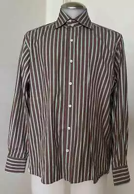 Domenico Vacca Striped Cotton Mens Dress Shirt Sz 42 / 16.5 • $54.95