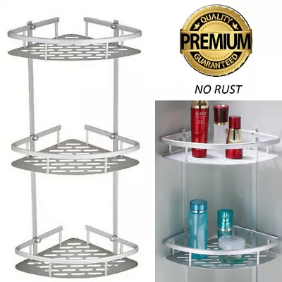 £9.99 • Buy 3 Tier Corner Shower Caddy Aluminium Rust Free Bathroom Shelf Organizer Basket
