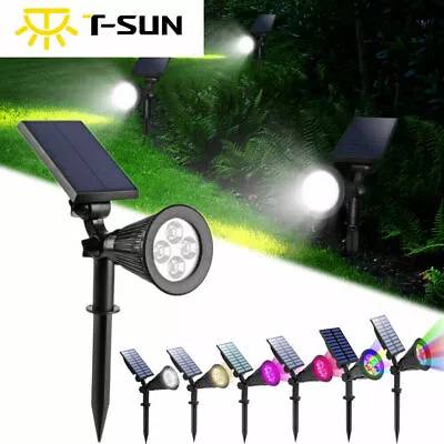 T-SUN Solar Powered LED Spotlight Waterproof Outdoor Garden Yard Spot Lights UK • £14.99