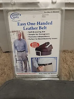 Myself Belts Easy Fasten Men/ Woman Leather Belt W/ Hook And Loop Black 34/36 • $14.90
