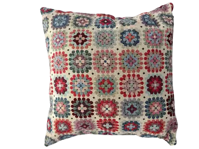 £15.95 • Buy Crochet Cushion, Flowers Multicoloured, 17x17 , Cotton Rich Woven Tapestry