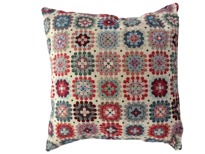 £15.95 • Buy Crochet Cushion, Flowers Multicoloured, 17x17 , Cotton Rich Woven Tapestry