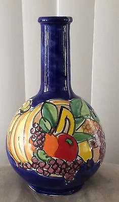 La Musa Italy Handmade Art Pottery  Horn Of Plenty  Vase Cobalt Blue 10” Tall • $19.98