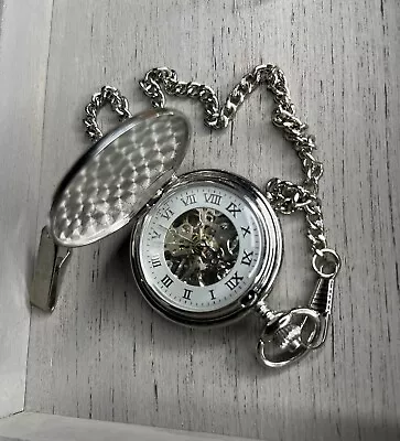 Modern Mechanical Wind Pocket Watch Steampunk Pocket Watch-Engraved With Justin • $30