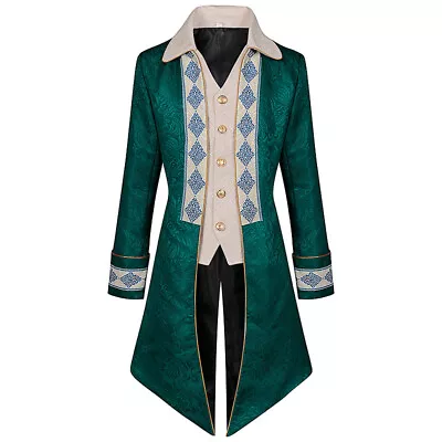 Mens Gothic Medieval Tailcoat Jacket Steampunk Vintage Victorian Frock Coat • $93.08