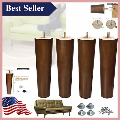 Mid-Century Walnut Wood Legs For Furniture Set Of 4 - DIY Renovation Essentials • $53.95