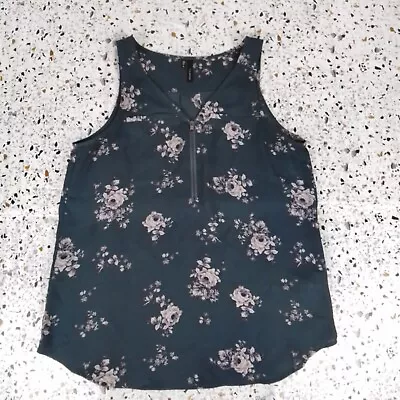 Maurices Ladies Floral Top Blouse Size Small  Blue Floral Sleeveless 1/4 Zip • $13.80