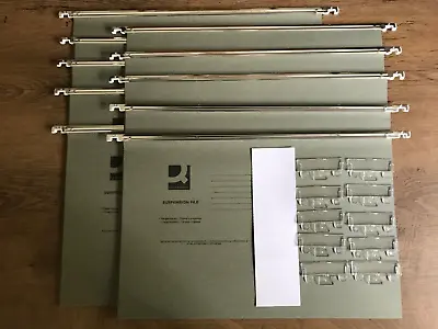£8.99 • Buy 10 X Q Connect Foolscap Hanging Suspension Files Tabs Inserts Filing Cabinet