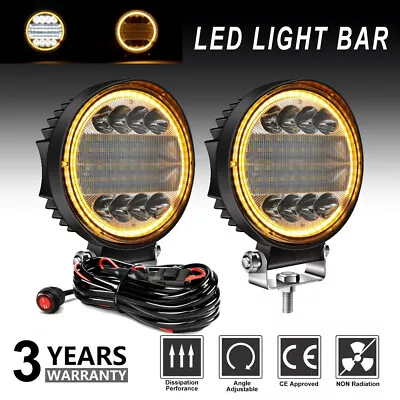 $52.99 • Buy Pair 5inch LED Work Light Bar Round Spot Flood Offroad 4WD Driving Lamps + Wire