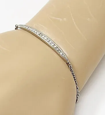 Michael Kors Silver Tone Crystal Bar Adjustable Bracelet + Dust Bag • $14
