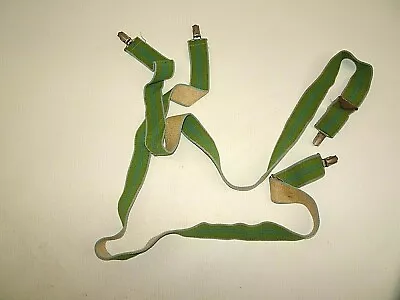 $27.50 • Buy Vintage Fireman Police Green Blue Stripe Suspenders Brace Stretch DBGM Germany