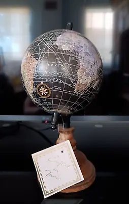 Mini Desktop World Globe Rotating 9in Black Map Crafted In India • $34.99