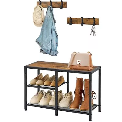 Coat Shoe Rack Bench Entryway - 3 In 1 Entry Bench Seat With Shoe Storage Wit... • $72.20