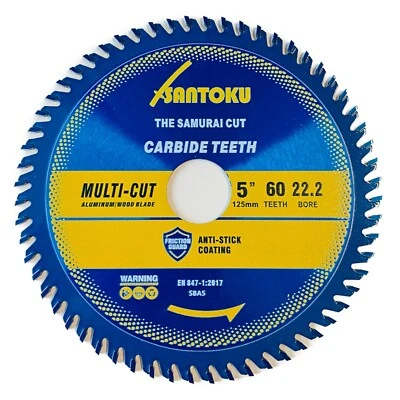 $11.99 • Buy Santoku 5  (125mm) X 60Teeth Multi-Cut Aluminium Circular Saw Blade Wood , Pvc +