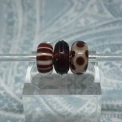 Authentic Trollbeads Set Of Three Chocolate Beads In Creams & Browns New • $50