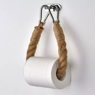 Chunky Rope Toilet Roll Holder Paper Jute Nautical Weave Vintage Style Towel . • £7.19