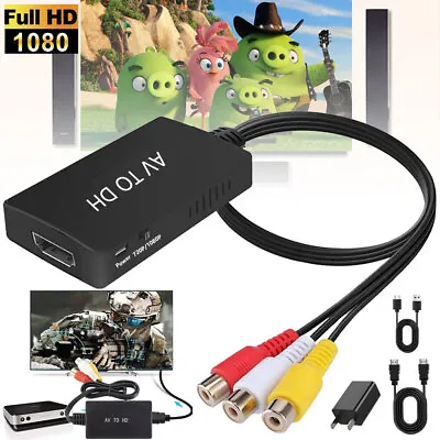 RCA To HDMI Converter Analog Composite To HDMI Adapter Compatible VCRDVDVHS • $12.95