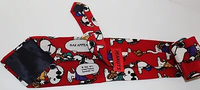 Vtg 1971 Snoopy Saxophone Tie Joe Cool Peanuts Sax Appeal Band Jazz Red Silk • $15.99