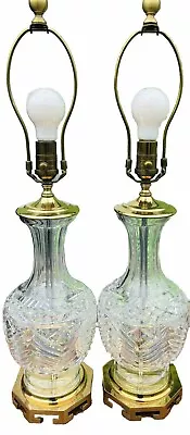 27” Pair Of Waterford Cut Crystal Lamps (excellent Condition) • $349