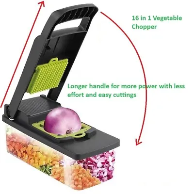 16 In 1 Vegetable Chopper Salad Fruit Mandolin Slicer Food Dicer Cutter Peeler • £19.99