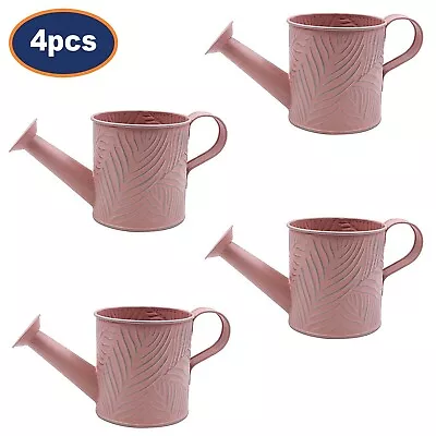 Set Of 4 Pastel Pink Metal .65L Watering Can Indoor And Outdoor Gardening Plants • £17.50