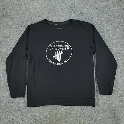 5 Seconds Of Summer Sweatshirt Men's Medium Black Pullover Crew Neck Long Sleeve • $10.49