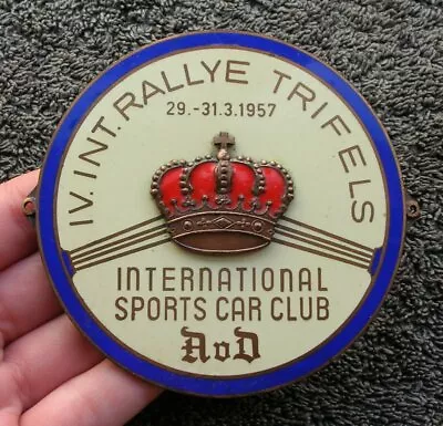 Impressive Rallye Badge Crown Trifels Acd Sports Car Club 1957 Porsche 356 Vw Mb • $395