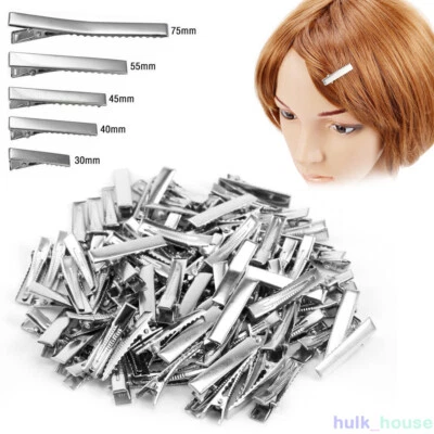 £6.99 • Buy 50 X Small Medium Lot Silver Crocodile Alligator DIY Bow Blank Hair Clips UK